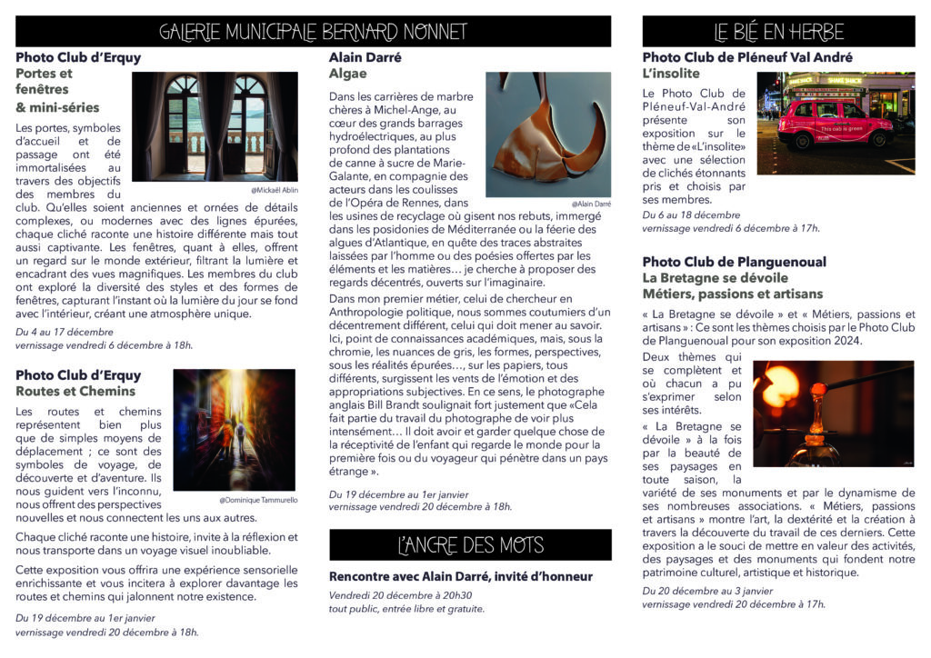 Programme du festival photo 2024 à Erquy